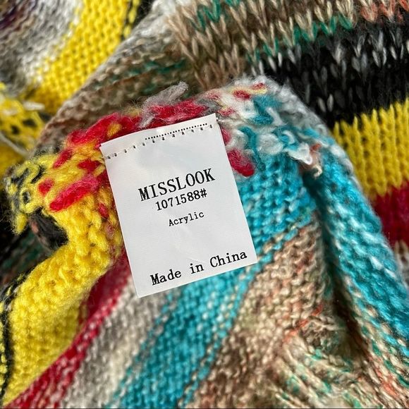 MISSLOOK Colorful Striped Knit Open Cardigan. Medium, NWOT - Picture 8 of 9